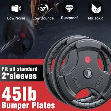 GIKPAL 45lbs Weight Plates, Olympic Weight Plate Set for Weightlifting Strength Training, Rubber Weight Plates for 2-Inch Barbell
