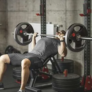 GIKPAL 45lbs Weight Plates, Olympic Weight Plate Set for Weightlifting Strength Training, Rubber Weight Plates for 2-Inch Barbell