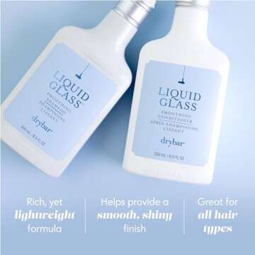 Drybar Liquid Glass Smoothing Shampoo - Full Size | Cleanses Hair, Reduces Frizz, Adds Smooth & Shiny Finish, Lightweight Formula for all Hair Types, Vegan & Cruelty Free