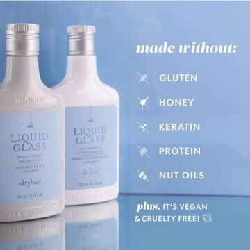 Drybar Liquid Glass Smoothing Shampoo - Full Size | Cleanses Hair, Reduces Frizz, Adds Smooth & Shiny Finish, Lightweight Formula for all Hair Types, Vegan & Cruelty Free