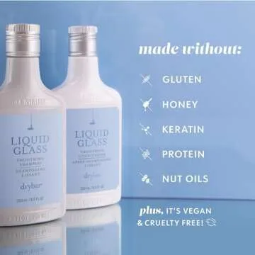 Drybar Liquid Glass Smoothing Shampoo - Full Size | Cleanses Hair, Reduces Frizz, Adds Smooth & Shiny Finish, Lightweight Formula for all Hair Types, Vegan & Cruelty Free