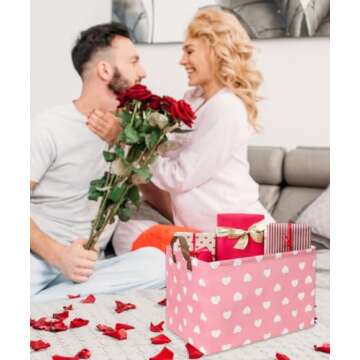 DDBASKET Rectangular Pink Basket,Heart Basket,Pink Girls Basket Kids Storage Bin Baby Toy Organizer ...