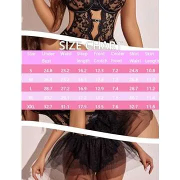 Avidlove Lingerie for Women Lace Bodysuit with Detachable Mesh Mini Skirt Push Up Teddy Lingerie Set