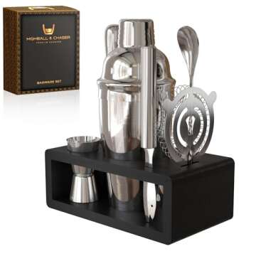 Highball & Chaser Cocktail Shaker Set: Bartender Kit for Home Bar Mixology Cocktail Bar Set Plus E-B...