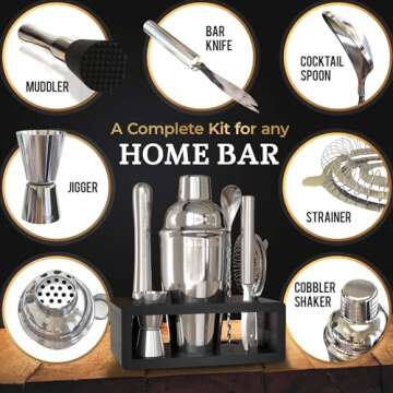 Highball & Chaser Cocktail Shaker Set: Bartender Kit for Home Bar Mixology Cocktail Bar Set Plus E-Book with 30 Recipes (Silver)