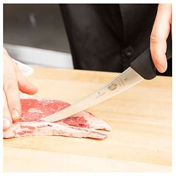 Victorinox Swiss Army Fibrox Pro Curved Boning Knife, Flexible Blade, 6-Inch, Black
