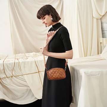 Telena Quilted Crossbody Bag Small Crossbody Purse for Women Trendy Leather Lightweight Shoulder Han...