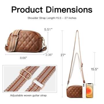 Telena Quilted Crossbody Bag Small Crossbody Purse for Women Trendy Leather Lightweight Shoulder Handbags