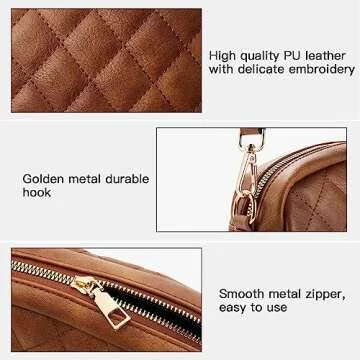 Telena Quilted Crossbody Bag Small Crossbody Purse for Women Trendy Leather Lightweight Shoulder Handbags