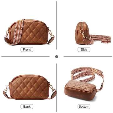 Telena Quilted Crossbody Bag Small Crossbody Purse for Women Trendy Leather Lightweight Shoulder Handbags