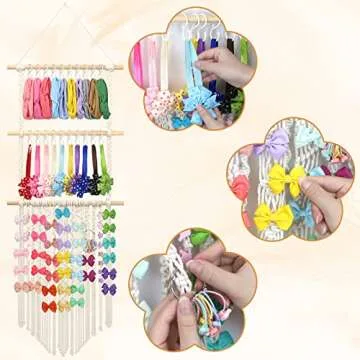 Lilcolat Large Bow Holder for Girls | Macrame Organizer