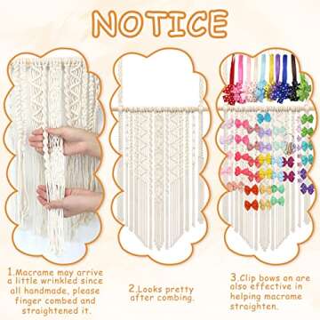 Lilcolat Large Bow Holder for Girls | Macrame Organizer