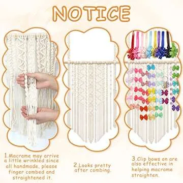 Lilcolat Large Bow Holder for Girls | Macrame Organizer