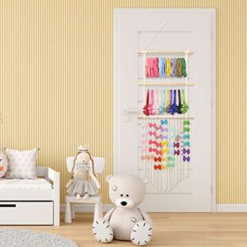 Lilcolat Large Bow Holder for Girls | Macrame Organizer
