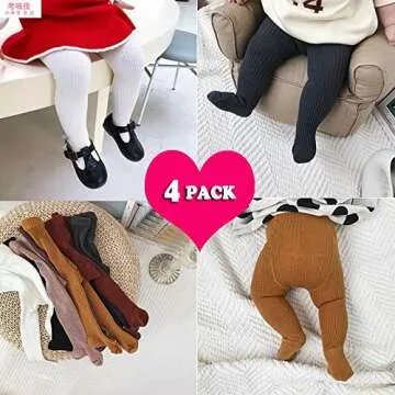 Stylish CECORC Cable Knit Toddler Tights - 4 Pack Comfort