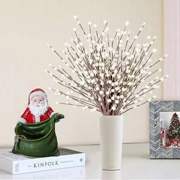 Sggvecsy 15 Pcs Artificial Berry Stems Christmas Red Berries Holly Berry Branches Fake Pearl White Spray Berry Picks for Floral Arrangements Christmas Tree Holiday Home Xmas DIY Crafts Decor (White)