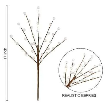 Sggvecsy 15 Pcs Artificial Berry Stems Christmas Red Berries Holly Berry Branches Fake Pearl White Spray Berry Picks for Floral Arrangements Christmas Tree Holiday Home Xmas DIY Crafts Decor (White)