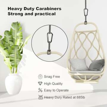 Heavy Duty Carabiner Clip, 4 Pack for Outdoors & Gym