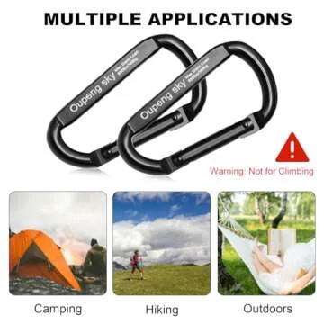 Heavy Duty Carabiner Clip, 4 Pack for Outdoors & Gym