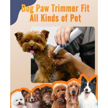 oneisall Pet Paw Trimmer,Corldless Quiet Dog Trimmer for Grooming with Double Blades,Low Noise 2 Spe...
