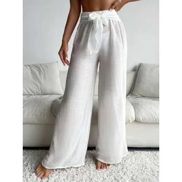 Stylish COZYEASE Women's Beach Cover Up Pants for Summer