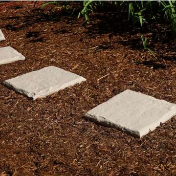 Gardien 15.5” Decorative Stepping Stones That Stake Into The Ground - Decorative Walkway for Outdoor Pathway, Lawn, Yard, Home, or Garden Pathway Pavers - Resin Material (16, Beige Limestone)