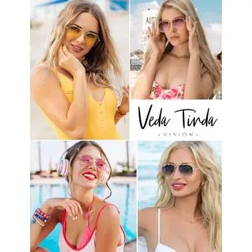 Veda Tinda Vision Aviator Sunglasses for Men Red Polarized Women 90s 70s Trendy Vintage Retro Aviators Fashion Sun glasses C13S22