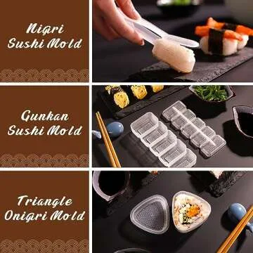 Sushi Making Kit, Delamu Upgrade 22 in 1 Sushi Maker Kit with Bamboo Mats, Chef's Knife, Triangle/Nigiri/Gunkan Sushi Mold, Chopsticks, Guide&More