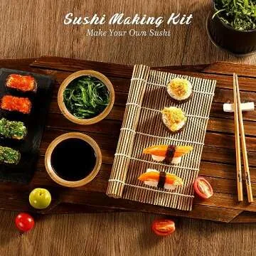 Sushi Making Kit, Delamu Upgrade 22 in 1 Sushi Maker Kit with Bamboo Mats, Chef's Knife, Triangle/Nigiri/Gunkan Sushi Mold, Chopsticks, Guide&More