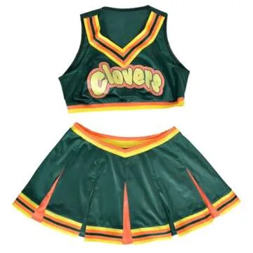 Coskidz Women's Cheerleader Cosplay Costume Top Skirt, Green, Small/Medium