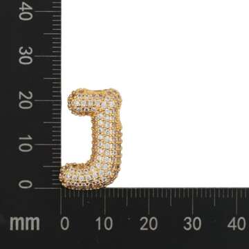 DIOWUS Bubble Letter Necklace Gold for Women，Charm Balloon Initial Letter Pendant Zirconia Inlaid Necklaces Fashion Gifts Jewelry (bubble letter-J)