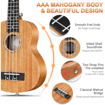 Vangoa Soprano Ukulele Beginner Kit Mahogany Uke