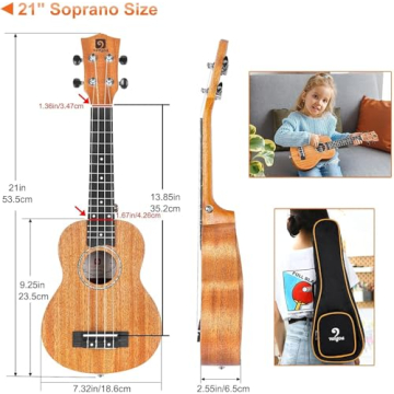 Vangoa Soprano Ukulele Beginner Kit Mahogany Uke