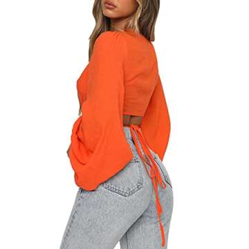 LYANER Women's Crop Blouse Light Orange - Stylish & Comfy
