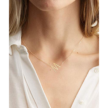 Elegant MOMOL Sideways Initial Necklace in 18K Gold