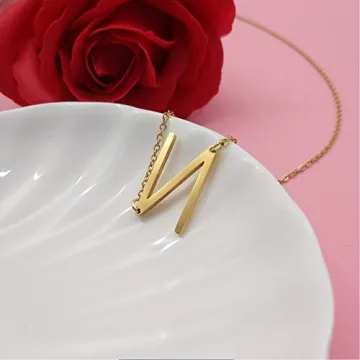 Elegant MOMOL Sideways Initial Necklace in 18K Gold