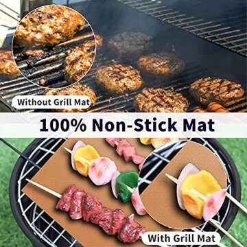 YRYM HT Copper Grill Mats Set - Nonstick BBQ Grill Mats