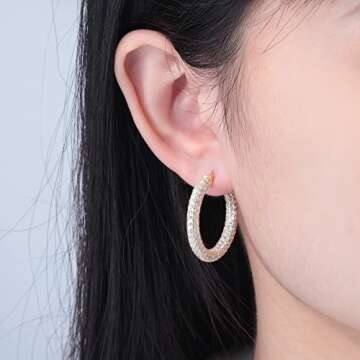 Elegant CiNily Sterling Silver Hoop Earrings for Women