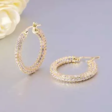 Elegant CiNily Sterling Silver Hoop Earrings for Women