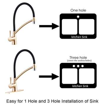 GAPPO Commercial Lead Free Pull Out Sprayer Gold Kitchen Sink Faucet, Single Handle Kitchen Faucets with Deck Plate