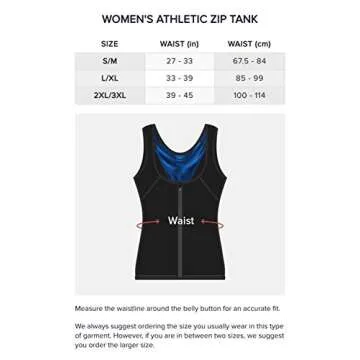 Sweat Shaper Women's Athletic Zip Tank (Black, XX-Large-3X-Large)