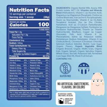 Vanilla Kids Daily Essentials, Kids Protein Shake Made With Organic Milk, 6 Organic Vegetables, 25 Vitamins and Minerals, No Artificial Sweeteners, Flavors, Colors or Preservatives