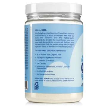 Vanilla Kids Daily Essentials, Kids Protein Shake Made With Organic Milk, 6 Organic Vegetables, 25 Vitamins and Minerals, No Artificial Sweeteners, Flavors, Colors or Preservatives