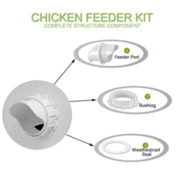 vlhtceqk DIY Chicken Feeder No Waste 4 Ports for Buckets