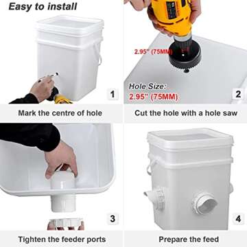 vlhtceqk DIY Chicken Feeder No Waste 4 Ports for Buckets