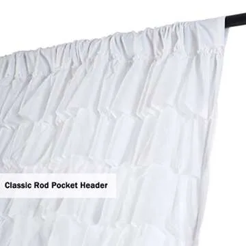 Kotile White Ruffle Curtain 95 Inch Length 1 Panel Shabby Chic Farmhouse White Ruffled Curtain for Girls Bedroom, Rod Pocket Privacy Light Filtering Vintage Ruffle Window Curtain, W52 x L95 Inch