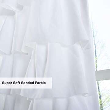 Kotile White Ruffle Curtain 95 Inch Length 1 Panel Shabby Chic Farmhouse White Ruffled Curtain for Girls Bedroom, Rod Pocket Privacy Light Filtering Vintage Ruffle Window Curtain, W52 x L95 Inch