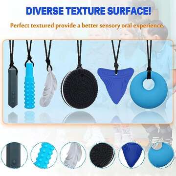 Chew Necklaces for Sensory Kids, Sensory Toys for Kids with Autism, ADHD, SPD, Chewing, Autism Sensory Products Reduce Adult Anxiety Fidgeting