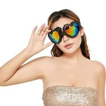 ICARA Heart Shaped Sunglasses Fashion Ski Goggles Colorful Oversize Love Glasses for Women Men Fun E...