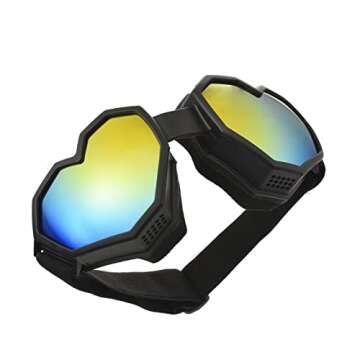 ICARA Heart Shaped Sunglasses Fashion Ski Goggles Colorful Oversize Love Glasses for Women Men Fun Eyeglass (Black)
